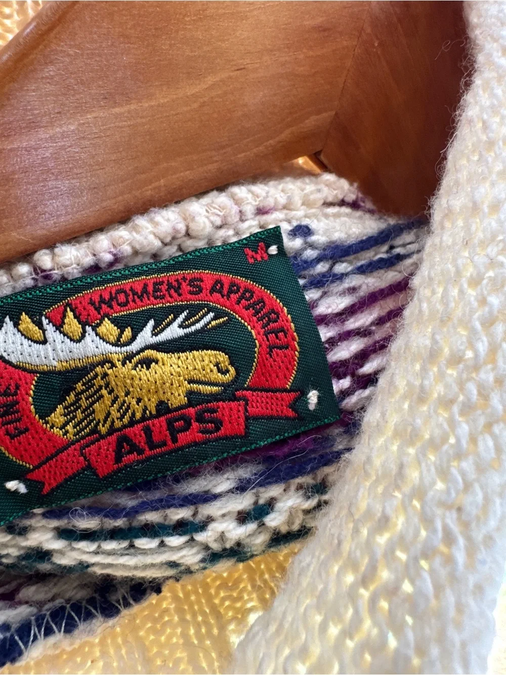 VTG Alps Fair Isle Wool Blend Turtleneck Sweater M Geometric Knit Ski Made USA - Picture 10 of 12
